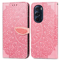 Funda de Cuero Cartera con Soporte Patron de Moda Carcasa S04D para Motorola Moto Edge X30 5G Oro Rosa