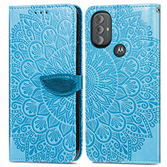 Funda de Cuero Cartera con Soporte Patron de Moda Carcasa S04D para Motorola Moto G Play (2023) Azul