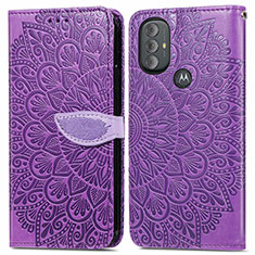 Funda de Cuero Cartera con Soporte Patron de Moda Carcasa S04D para Motorola Moto G Play (2023) Morado