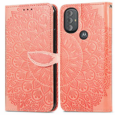 Funda de Cuero Cartera con Soporte Patron de Moda Carcasa S04D para Motorola Moto G Play (2023) Naranja