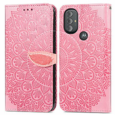 Funda de Cuero Cartera con Soporte Patron de Moda Carcasa S04D para Motorola Moto G Play (2023) Oro Rosa