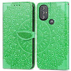 Funda de Cuero Cartera con Soporte Patron de Moda Carcasa S04D para Motorola Moto G Play (2023) Verde