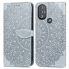 Funda de Cuero Cartera con Soporte Patron de Moda Carcasa S04D para Motorola Moto G Play Gen 2 Gris