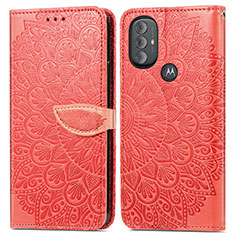 Funda de Cuero Cartera con Soporte Patron de Moda Carcasa S04D para Motorola Moto G Play Gen 2 Rojo