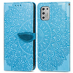 Funda de Cuero Cartera con Soporte Patron de Moda Carcasa S04D para Motorola Moto G Stylus (2021) Azul