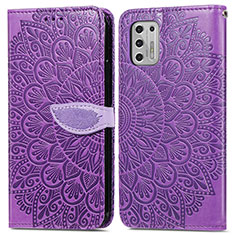 Funda de Cuero Cartera con Soporte Patron de Moda Carcasa S04D para Motorola Moto G Stylus (2021) Morado