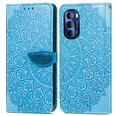 Funda de Cuero Cartera con Soporte Patron de Moda Carcasa S04D para Motorola Moto G Stylus (2022) 4G Azul