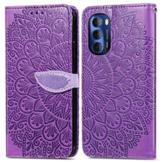 Funda de Cuero Cartera con Soporte Patron de Moda Carcasa S04D para Motorola Moto G Stylus (2022) 5G Morado