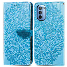 Funda de Cuero Cartera con Soporte Patron de Moda Carcasa S04D para Motorola Moto G31 Azul