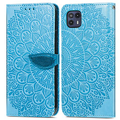 Funda de Cuero Cartera con Soporte Patron de Moda Carcasa S04D para Motorola Moto G50 5G Azul