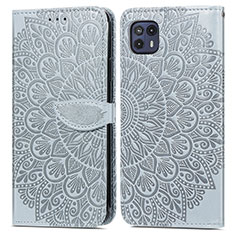 Funda de Cuero Cartera con Soporte Patron de Moda Carcasa S04D para Motorola Moto G50 5G Gris