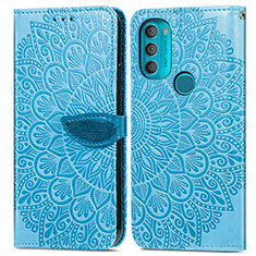 Funda de Cuero Cartera con Soporte Patron de Moda Carcasa S04D para Motorola Moto G71 5G Azul