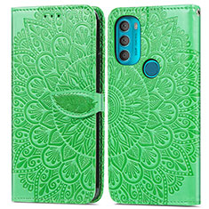 Funda de Cuero Cartera con Soporte Patron de Moda Carcasa S04D para Motorola Moto G71 5G Verde