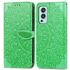 Funda de Cuero Cartera con Soporte Patron de Moda Carcasa S04D para OnePlus Nord 2 5G Verde