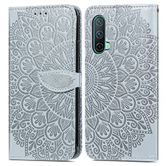 Funda de Cuero Cartera con Soporte Patron de Moda Carcasa S04D para OnePlus Nord CE 5G Gris