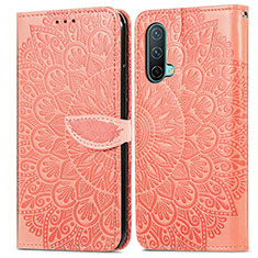 Funda de Cuero Cartera con Soporte Patron de Moda Carcasa S04D para OnePlus Nord CE 5G Naranja