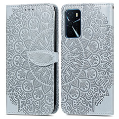 Funda de Cuero Cartera con Soporte Patron de Moda Carcasa S04D para Oppo A16 Gris