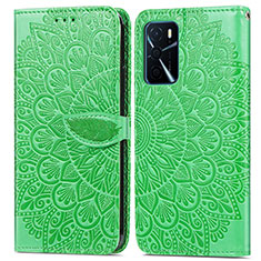 Funda de Cuero Cartera con Soporte Patron de Moda Carcasa S04D para Oppo A16 Verde