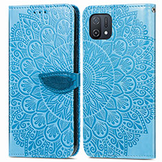 Funda de Cuero Cartera con Soporte Patron de Moda Carcasa S04D para Oppo A16e Azul