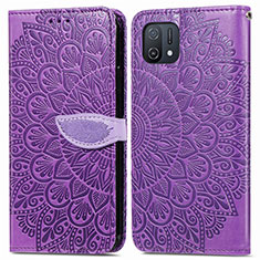 Funda de Cuero Cartera con Soporte Patron de Moda Carcasa S04D para Oppo A16K Morado