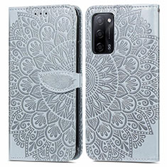 Funda de Cuero Cartera con Soporte Patron de Moda Carcasa S04D para Oppo A53s 5G Gris