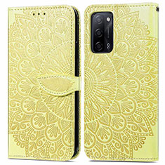 Funda de Cuero Cartera con Soporte Patron de Moda Carcasa S04D para Oppo A55 5G Amarillo