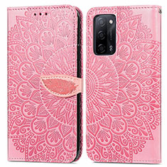 Funda de Cuero Cartera con Soporte Patron de Moda Carcasa S04D para Oppo A55 5G Oro Rosa