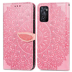 Funda de Cuero Cartera con Soporte Patron de Moda Carcasa S04D para Oppo A55S 5G Oro Rosa