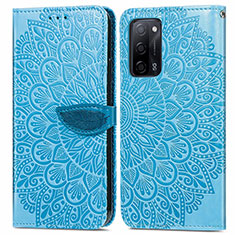 Funda de Cuero Cartera con Soporte Patron de Moda Carcasa S04D para Oppo A56 5G Azul