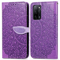 Funda de Cuero Cartera con Soporte Patron de Moda Carcasa S04D para Oppo A56 5G Morado