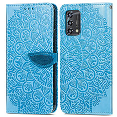 Funda de Cuero Cartera con Soporte Patron de Moda Carcasa S04D para Oppo A74 4G Azul