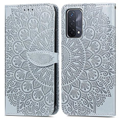 Funda de Cuero Cartera con Soporte Patron de Moda Carcasa S04D para Oppo A74 5G Gris