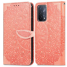 Funda de Cuero Cartera con Soporte Patron de Moda Carcasa S04D para Oppo A93 5G Naranja