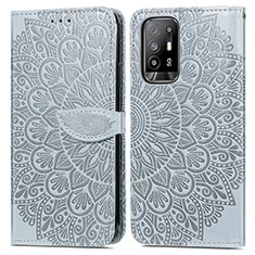 Funda de Cuero Cartera con Soporte Patron de Moda Carcasa S04D para Oppo A95 5G Gris