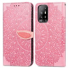 Funda de Cuero Cartera con Soporte Patron de Moda Carcasa S04D para Oppo A95 5G Oro Rosa