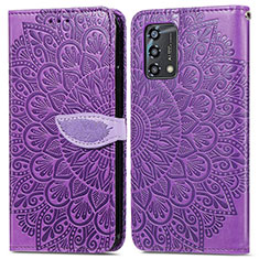 Funda de Cuero Cartera con Soporte Patron de Moda Carcasa S04D para Oppo F19s Morado