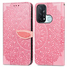 Funda de Cuero Cartera con Soporte Patron de Moda Carcasa S04D para Oppo Reno5 A Oro Rosa