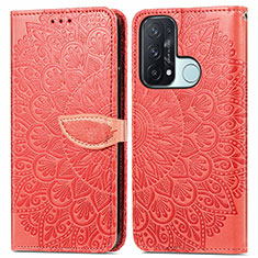 Funda de Cuero Cartera con Soporte Patron de Moda Carcasa S04D para Oppo Reno5 A Rojo