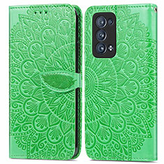 Funda de Cuero Cartera con Soporte Patron de Moda Carcasa S04D para Oppo Reno6 Pro 5G Verde