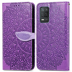 Funda de Cuero Cartera con Soporte Patron de Moda Carcasa S04D para Realme 8 5G Morado