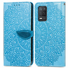 Funda de Cuero Cartera con Soporte Patron de Moda Carcasa S04D para Realme 8s 5G Azul