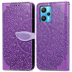 Funda de Cuero Cartera con Soporte Patron de Moda Carcasa S04D para Realme 9 4G Morado