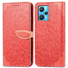 Funda de Cuero Cartera con Soporte Patron de Moda Carcasa S04D para Realme 9 4G Rojo