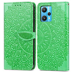 Funda de Cuero Cartera con Soporte Patron de Moda Carcasa S04D para Realme 9 4G Verde