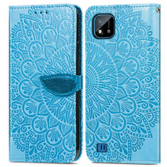 Funda de Cuero Cartera con Soporte Patron de Moda Carcasa S04D para Realme C11 (2021) Azul