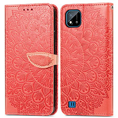 Funda de Cuero Cartera con Soporte Patron de Moda Carcasa S04D para Realme C11 (2021) Rojo