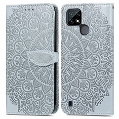 Funda de Cuero Cartera con Soporte Patron de Moda Carcasa S04D para Realme C21 Gris