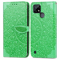 Funda de Cuero Cartera con Soporte Patron de Moda Carcasa S04D para Realme C21 Verde