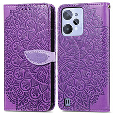 Funda de Cuero Cartera con Soporte Patron de Moda Carcasa S04D para Realme C31 Morado