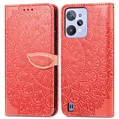 Funda de Cuero Cartera con Soporte Patron de Moda Carcasa S04D para Realme C31 Rojo